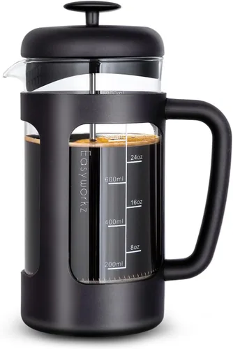 Vista 10 de Easyworkz French Press - Cafetera de 12 onzas con vidrio de borosilicato, mango de agarre suave