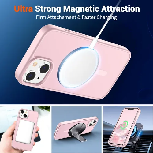 Vista 1371 de SUPFINE - Funda magnética para iPhone 13 Pro Max (compatible con MagSafe), (protección contra caídas de grado militar de 10 pies), delgada, Negro