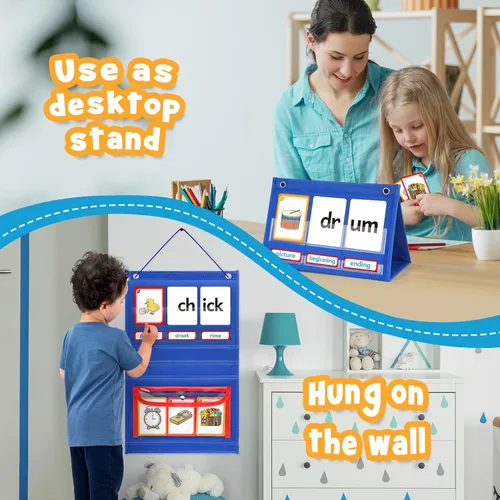 Vista 5 de Torlam Tabla de Bolsillo de Combinaciones y Dígrafos, Juegos de Fónica de Onset Rime Tarjetas de Vista de Palabras de Lectura, Tabla de Aprendizaje