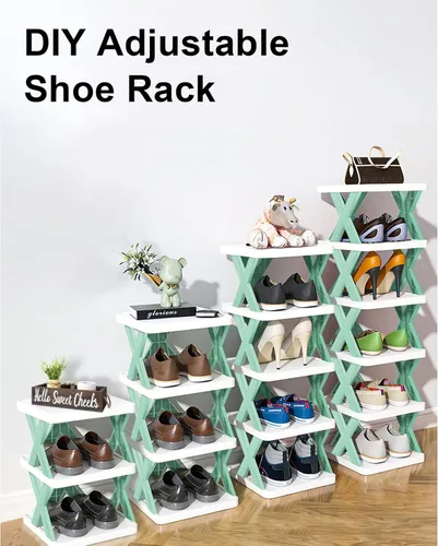 Vista 5 de LÜZHONG 6 Tiers Narrow Corner Shoe Rack, Vertical Shoe Tower, Space Saving DIY Free Standing Shoes Storage Organizer for Small Entryway, Closet