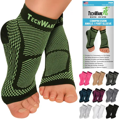 Vista 13 de TechWare Pro - Tobillera de compresión, alivia la tendinitis aquílea, para fascitis plantar, con soporte para arco, reduce la hinchazón y el dolor