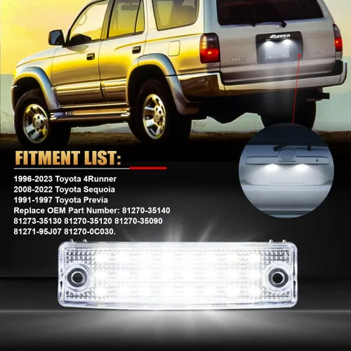 Vista 4 de D-Lumina Conjunto de luces LED para placas de matrícula con lámpara de etiqueta compatible con Toyota 4Runner 1996-2024 y Sequoia 2008-2022