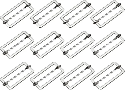 Vista 6 de uxcell Hebillas deslizantes, ajustador rectangular de metal, hebillas de pasador de rodillo, ajustador de correa deslizante para cinturón