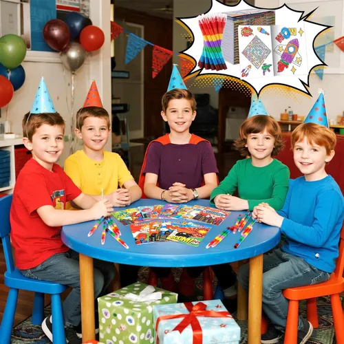 Vista 5 de BenLouis 24 mini libros para colorear de héroe para niños con 24 crayones apilables, recuerdos de fiesta de héroes, libros de actividades a granel