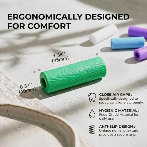 Vista 3 de 12 asientos alineadores para alineadores Invisalign y Clear – Chompers de ortodoncia de silicona multicolor – Masticables dentales para retenedores