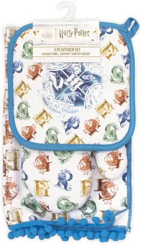 Vista 5 de Harry Potter Hogwarts Houses Juego de cocina: colección de 3 piezas, toalla, manopla y soporte para ollas
