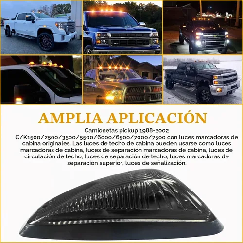 Vista 4 de PSEQT 5 luces LED de marcador de techo de cabina compatibles con luces de circulación de señal C/K 1988-2002 C/K 1500 2500 3500 5500 6000 6500 7000