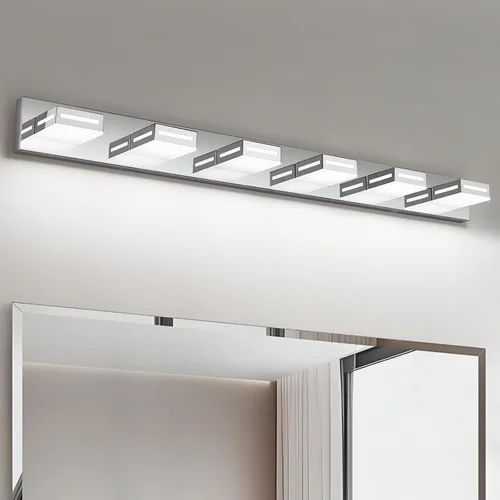 Vista 17 de Lámpara de Tocador LED Moderna Dorada de 30 Pulgadas con 4 Luces para Baño sobre Espejo, Accesorios de Iluminación de Baño con Blanco Frío 6000K