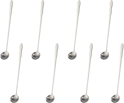 Vista 10 de Juego de 8 cucharas mezcladoras de acero inoxidable con mango largo de 7.9 in para café, batidos, jugos, cócteles