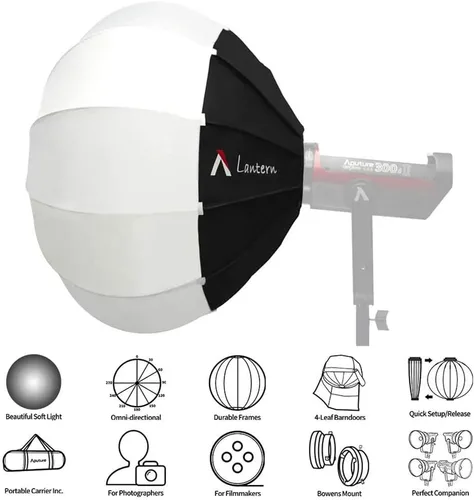 Vista 3 de Aputure Modificador de luz suave para farol, 26 pulgadas, ajuste rápido, plegable, luz espacial Aputure mejorada para 300D Mark II 120D 120T 120D