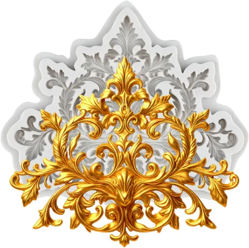 Vista 21 de Moldes de silicona estilo barroco con espirales, moldes de encaje, moldes de flores en relieve, molde de filigrana para decoración de pastel