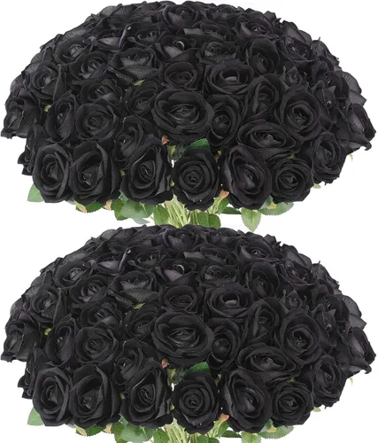 60 piezas de rosas artificiales a granel de terciopelo de seda, rosas negras para centros de mesa de boda, ramo de novia, día de la madre, día de