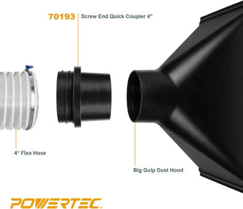 Vista 6 de POWERTEC 70193 Acoplador rápido de extremo de tornillo para manguera de 4" - Adaptador roscado izquierdo