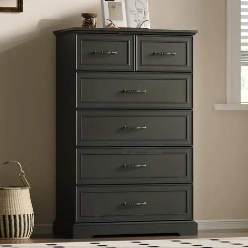 Vista 25 de Cómoda rústica de 3 cajones para dormitorio, cómoda moderna de 24 pulgadas de ancho con cajones profundos y asas de barra, mesita de noche de madera