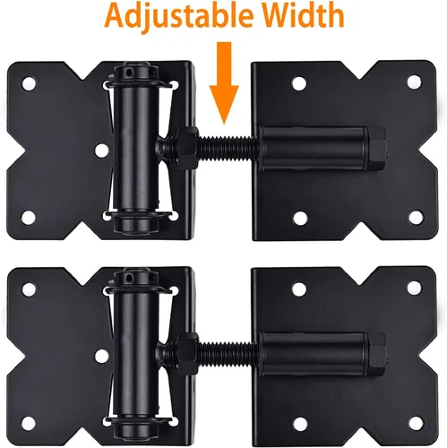 Vista 2 de Bisagras de hardware de puerta de cierre automático, resistentes para vallas de madera/vinilo/PVC, ajustable en 90 grados, con tornillos