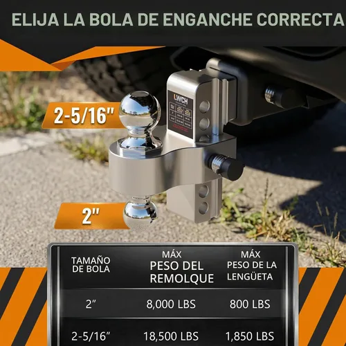 Vista 4 de Enganche de remolque ajustable para receptor de 2.5", 6 pulgadas