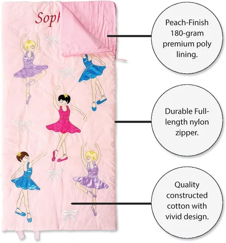 Vista 3 de Lillian Vernon Saco de dormir ligero personalizado para interiores, ropa de cama para niñas y niños, 30 x 60 pulgadas