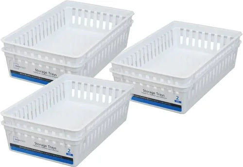Vista 3 de Basic White Storage Trays (6, Rectangle) by Mainstay