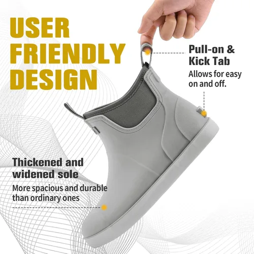 Vista 5 de Botas de cubierta para hombre, impermeables, antideslizantes, botas Gris