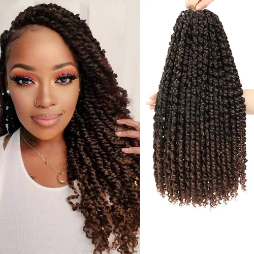 Vista 10 de Cabello Corto PassionTwist de 8 Pulgadas Cabello Pre-retorcido Passion Twists Cabello de Ganchillo Pre-enrollado Cabello Rizado de Ganchillo para 1b