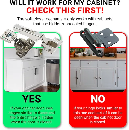 Vista 3 de Rok Hardware Amortiguador de cierre suave para puertas de gabinete/Compacto/Adaptador de cierre suave para gabinete/herramienta/bisagra con acabado