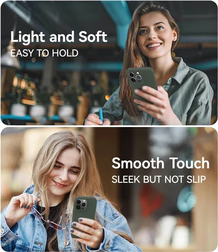 Vista 2 de AOTESIER Funda magnética para iPhone 13 Pro, compatible con MagSafe, protección militar a prueba de golpes, funda de silicona con forro de Verde