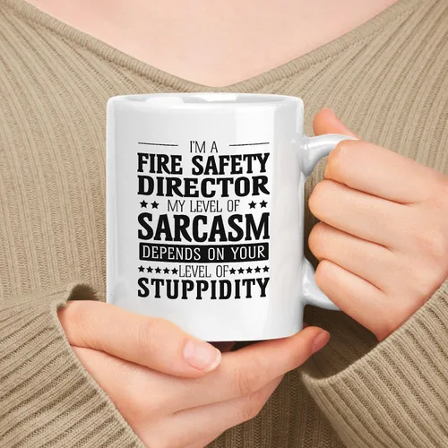 Vista 68 de Taza de cerámica blanca de regalo para Armed Guard de 11 oz y 15 oz - Mi nivel de sarcasmo depende de tu nivel