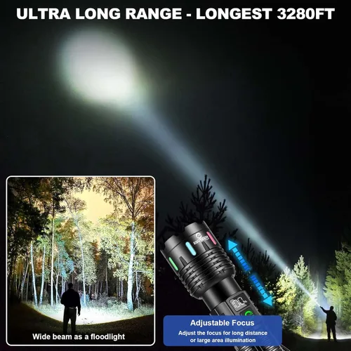 Vista 6 de Esgreen Linternas LED recargables de alto lúmenes 20000, paquete de 2, linterna brillante de un solo clic de larga duración de 12 horas, luz flash