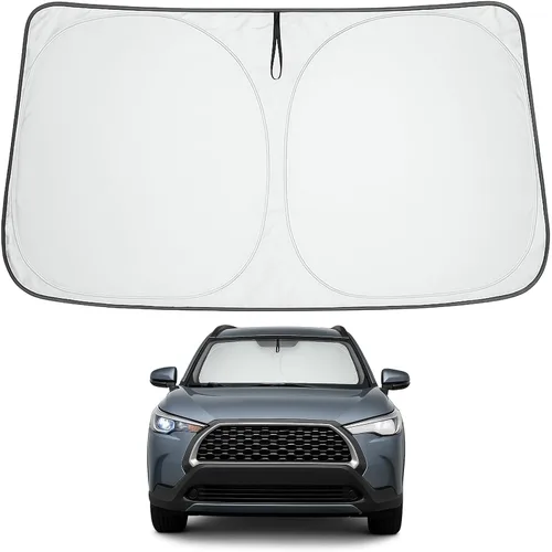 Vista 68 de Proadsy Parasol para parabrisas Rivian R1S 2022-2025 2026 de 4 capas plegable, protector de parasol frontal que bloquea los rayos UV, mantiene