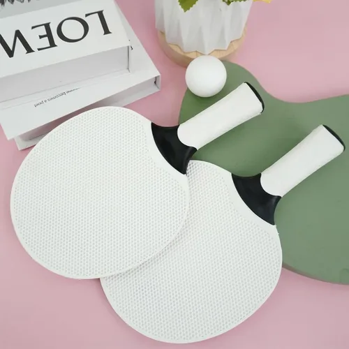 Vista 7 de Juego de 10 palas de tenis de mesa con 10 bolas compuestas profesionales, raquetas de goma portátiles para interiores y exteriores (blanco)