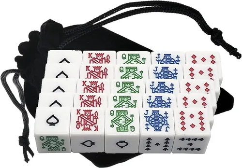Vista 18 de Cyber-Deals 30 dados de póquer blancos para 2020 con bolsa de almacenamiento de terciopelo negro