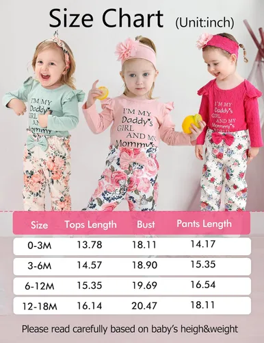 Vista 6 de Ropa para bebé recién nacida, con volantes, mameluco de algodón floral, conjunto de pantalones de algodón para niñas