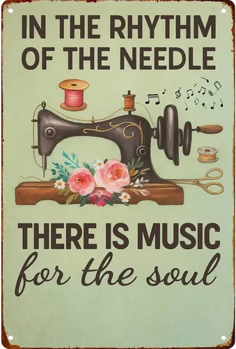 Sewing Room Handmade Musical Note Vintage Funny Metal Sign Retro Kitchen Bedroom Living Room Signs 8x12 Inch Wall Decor Posters for Bathroom Garden