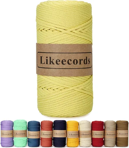 Vista 16 de Likeecords Cordón de macramé trenzado de poliéster de 0.157 in, 140 yardas, 426 pies, hilo elástico para bolsa de ganchillo para manualidades