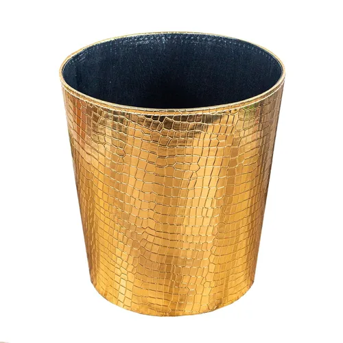Vista 11 de Cubo de basura de cuero, cesta decorativa de desechos, pequeña cesta de papel de desecho de capacidad de 10 litros, bote de basura impermeable