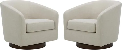 Vista 96 de CHITA - Silla giratoria decorativa, tapizada en terciopelo con certificación FSC, estilo barril, para sala de estar, completamente ensamblada