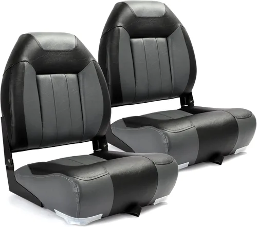 Vista 9 de P1 Premium Marine Asiento plegable para barco con respaldo alto, tornillos de acero inoxidable incluidos