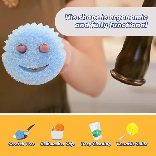 Vista 2 de Scrub Daddy Juego de esponjas – Variedad de colores – Esponja multiusos para platos sin arañazos – Sin BPA y fabricada con espuma de polímero