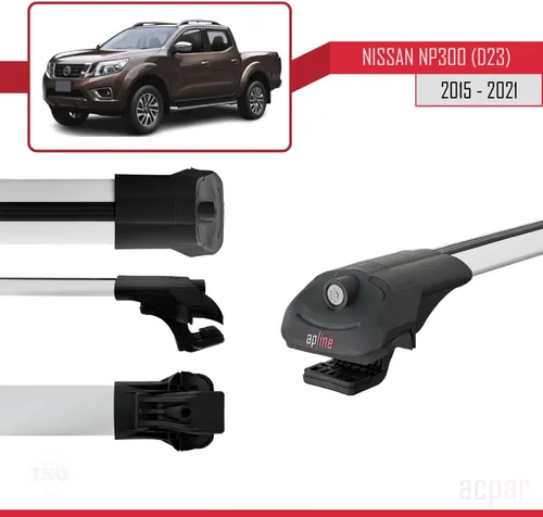 Vista 3 de Compatible con Nissan NP300 (D23) 2015-2021 ACE-1 Barra transversal de aluminio gris 3 barras