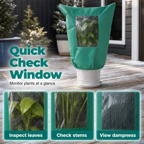 Vista 4 de Cubiertas de protección contra heladas para plantas con ventana de visión blanco-31.5"W x 47.2"H