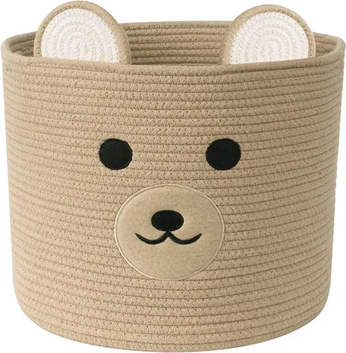 Vista 9 de Cestas de lavandería Bear, cesta de almacenamiento con asas, cesta decorativa para sala de estar, cesta de almacenamiento tejida para juguetes