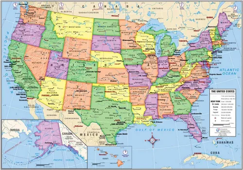 Vista 2 de US and World Desk Map (13" x 18" Laminated) for Students, Home or Classroom Use by Lighthouse Geographics