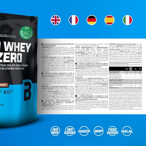 Vista 4 de BioTechUSA ISO Whey Zero Aislado 100% Proteína Pura 17.64 oz - Choco