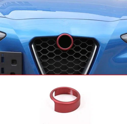 Vista 11 de Marco decorativo de rejilla frontal de plástico ABS para Alfa Romeo Giulia 2017-2020 (fibra de carbono, estilo A)