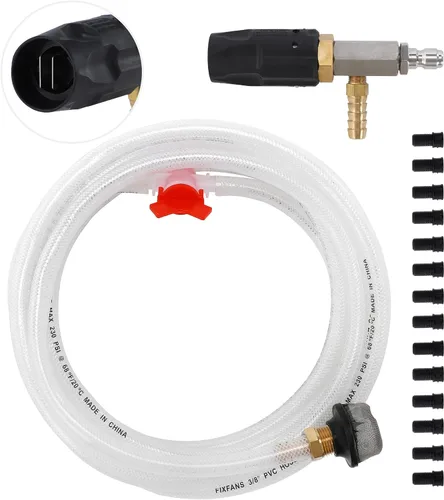 Vista 9 de FIXFANS Boquilla ajustable para lavadora a presión de largo alcance, kit de inyector aguas abajo para lavadora de alta potencia, inyección química