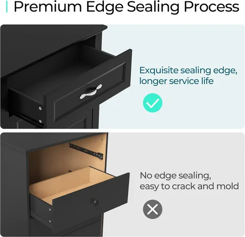 Vista 4 de LINSY HOME Cómoda de estilo granja para dormitorio, cómoda de 9 cajones con asas antiguas, cómoda de madera para guardería, sala de estar, entrada