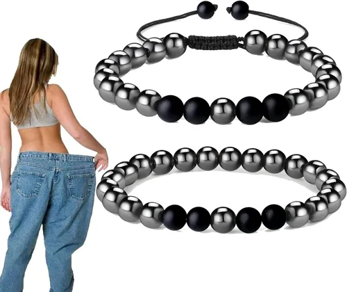 XIANNVXI 2 pulseras hechas a mano para hombres, pulseras de ansiedad con piedras preciosas de hematita para mujeres, cristales curativos, pulseras