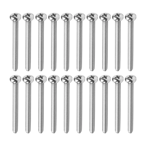 Vista 55 de MroMax 30 tornillos de máquina Phillips de cabeza plana M2 x 0.197 in, acero inoxidable 304 18-8, rosca completa, tornillos de cabeza cruzada gris