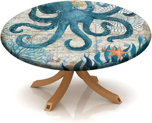 Vista 68 de Round Fitted Tablecloth with Elastic Outdoor Table Cover Round Elastic Tablecloths for Tables Waterproof Wipeable Table Cloths for