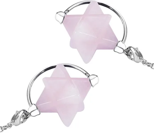 Vista 5 de SUNYIK Stone Merkaba Star Pendulum, Crystal Point Healing Reiki Dowsing Wicca Herramienta de adivinación
